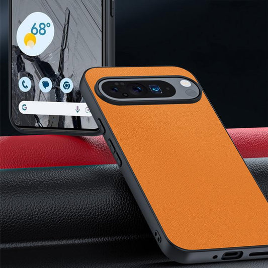 For Google Pixel 10 / 10 Pro Ultra-thin Plain Skin Leather Phone Case(Orange) - Google Cases by buy2fix | Online Shopping UK | buy2fix