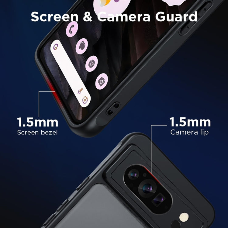 For Google Pixel 9 Pro Ultra-thin Translucent PC+TPU Phone Case(Black) - Google Cases by buy2fix | Online Shopping UK | buy2fix