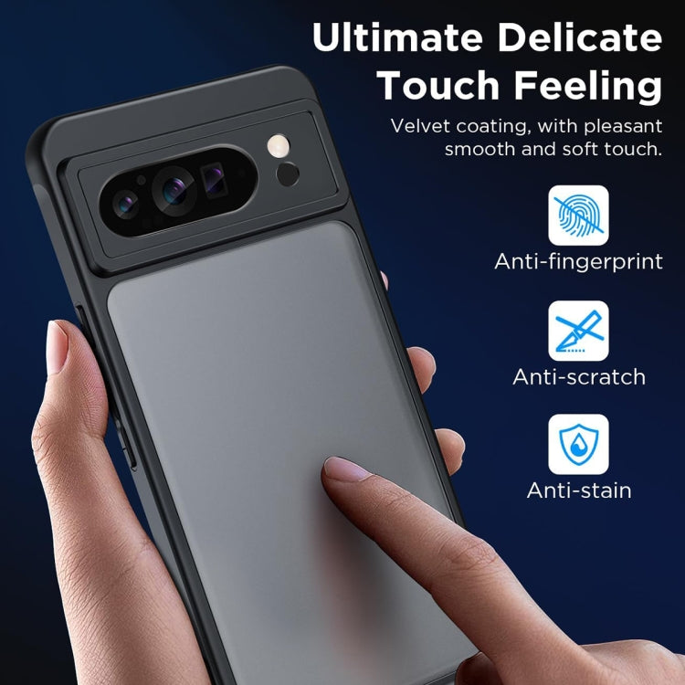 For Google Pixel 9 Pro Ultra-thin Translucent PC+TPU Phone Case(Black) - Google Cases by buy2fix | Online Shopping UK | buy2fix