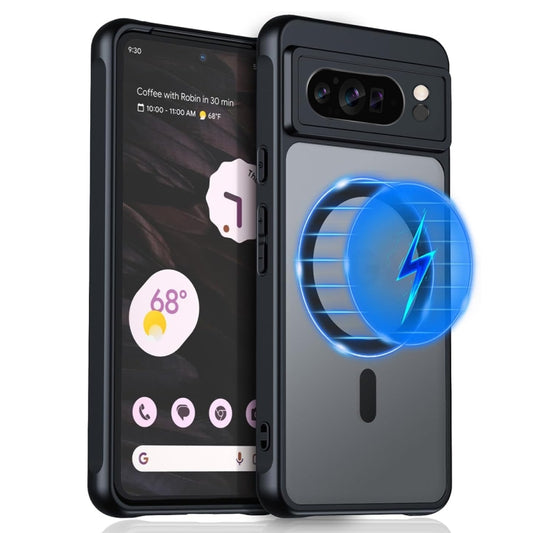 For Google Pixel 9 Pro MagSafe Ultra-thin Translucent PC+TPU Phone Case(Black) - Google Cases by buy2fix | Online Shopping UK | buy2fix