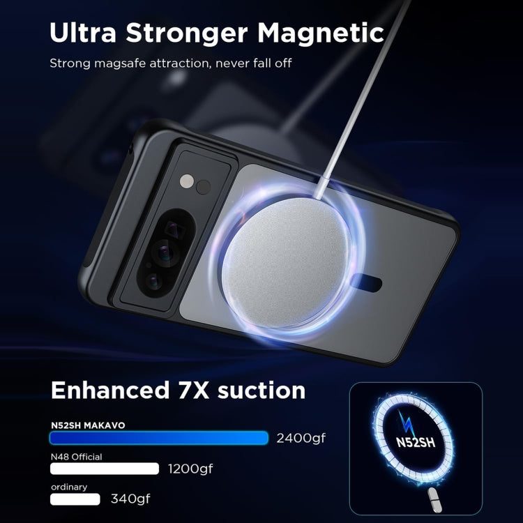 For Google Pixel 9 Pro MagSafe Ultra-thin Translucent PC+TPU Phone Case(Black) - Google Cases by buy2fix | Online Shopping UK | buy2fix