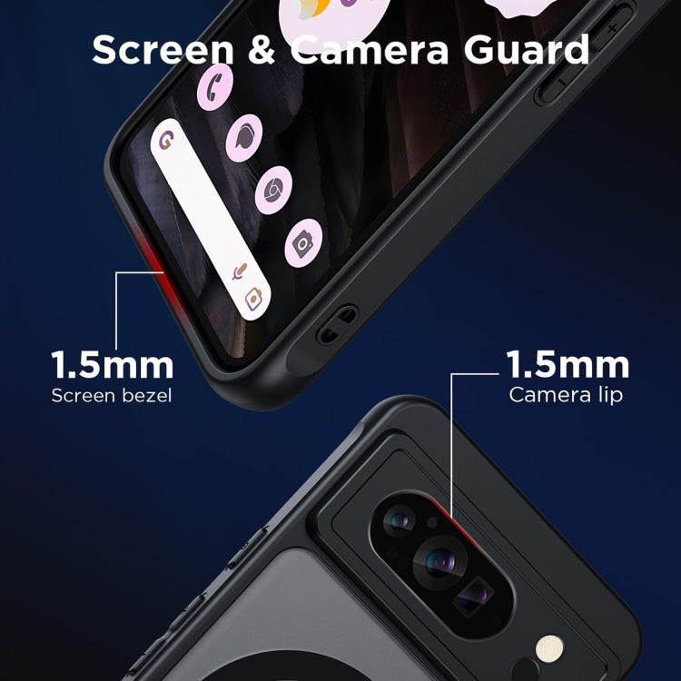 For Google Pixel 9 Pro MagSafe Ultra-thin Translucent PC+TPU Phone Case(Black) - Google Cases by buy2fix | Online Shopping UK | buy2fix