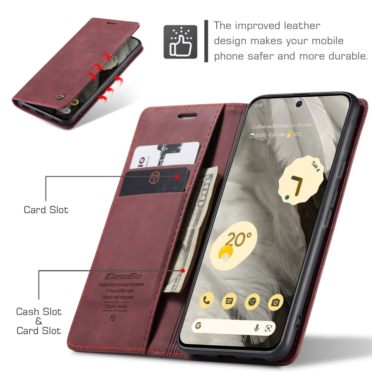 For Google Pixel 8 CaseMe 013 Multifunctional Horizontal Flip Leather Phone Case(Wine Red) - Google Cases by CaseMe | Online Shopping UK | buy2fix
