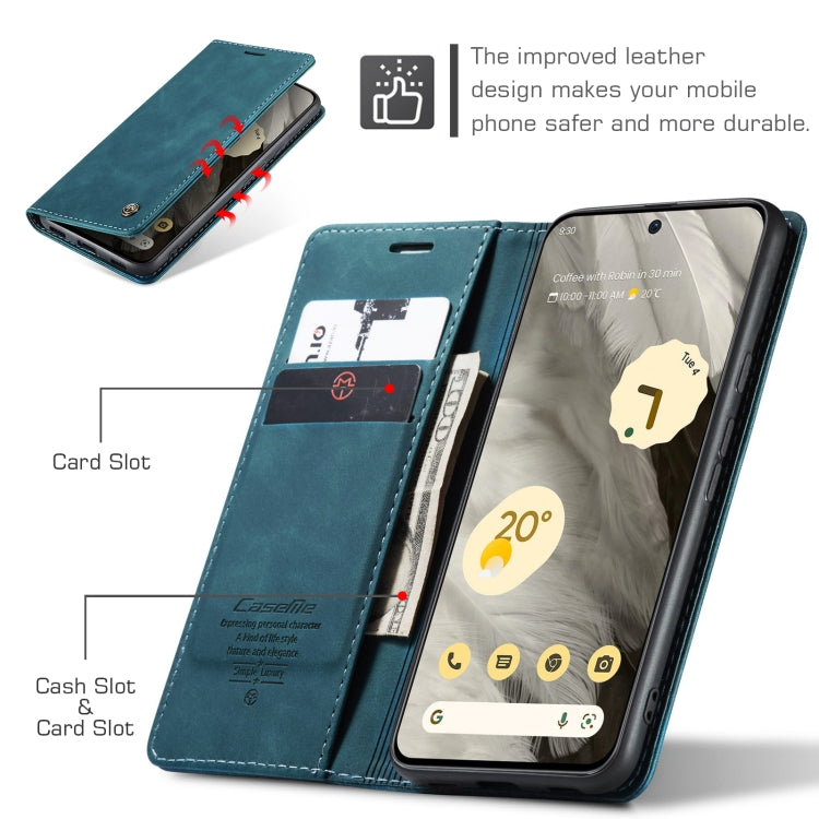 For Google Pixel 8 CaseMe 013 Multifunctional Horizontal Flip Leather Phone Case(Blue) - Google Cases by CaseMe | Online Shopping UK | buy2fix