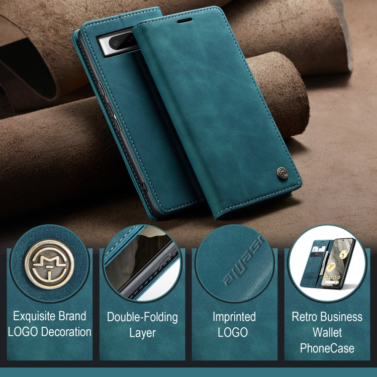 For Google Pixel 8 CaseMe 013 Multifunctional Horizontal Flip Leather Phone Case(Blue) - Google Cases by CaseMe | Online Shopping UK | buy2fix