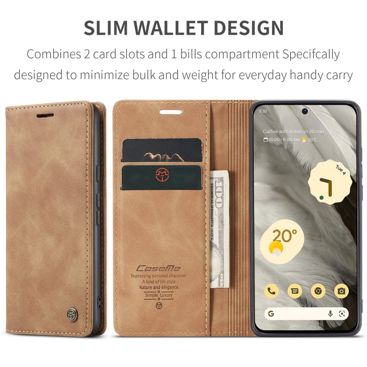 For Google Pixel 8 CaseMe 013 Multifunctional Horizontal Flip Leather Phone Case(Brown) - Google Cases by CaseMe | Online Shopping UK | buy2fix