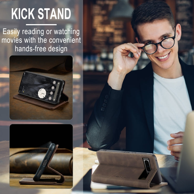 For Google Pixel 8 Pro CaseMe 013 Multifunctional Horizontal Flip Leather Phone Case(Coffee) - Google Cases by CaseMe | Online Shopping UK | buy2fix