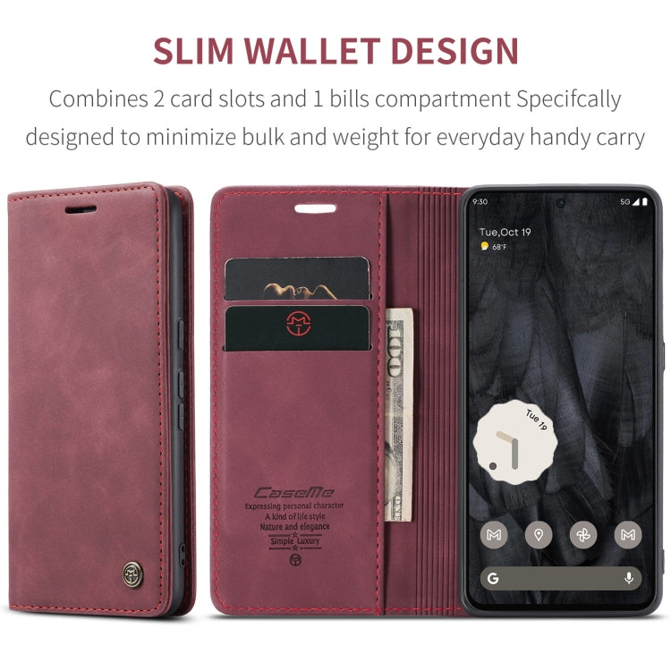 For Google Pixel 8 Pro CaseMe 013 Multifunctional Horizontal Flip Leather Phone Case(Wine Red) - Google Cases by CaseMe | Online Shopping UK | buy2fix