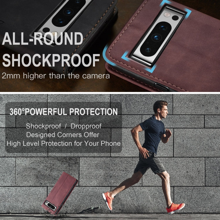 For Google Pixel 8 Pro CaseMe 013 Multifunctional Horizontal Flip Leather Phone Case(Wine Red) - Google Cases by CaseMe | Online Shopping UK | buy2fix