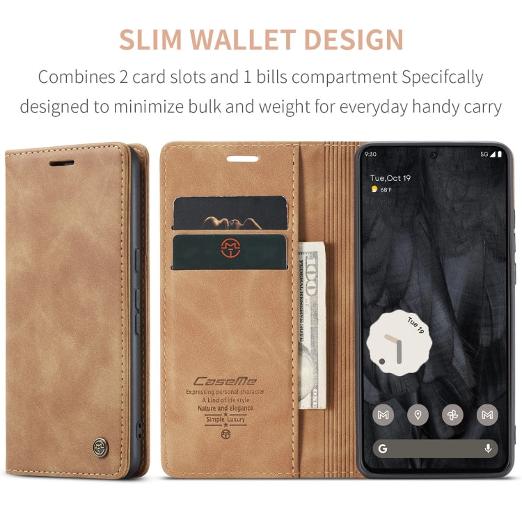 For Google Pixel 8 Pro CaseMe 013 Multifunctional Horizontal Flip Leather Phone Case(Brown) - Google Cases by CaseMe | Online Shopping UK | buy2fix