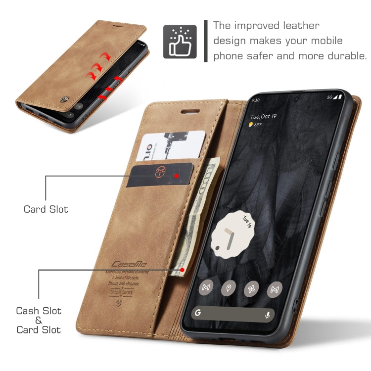 For Google Pixel 8 Pro CaseMe 013 Multifunctional Horizontal Flip Leather Phone Case(Brown) - Google Cases by CaseMe | Online Shopping UK | buy2fix