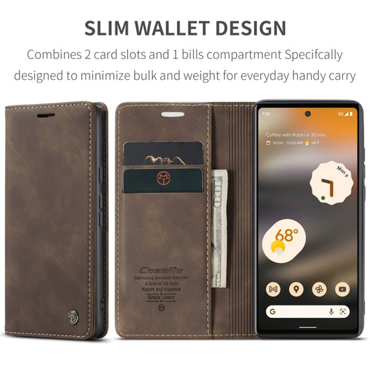 For Google Pixel 6A CaseMe 013 Multifunctional Horizontal Flip Leather Phone Case(Coffee) - Google Cases by CaseMe | Online Shopping UK | buy2fix