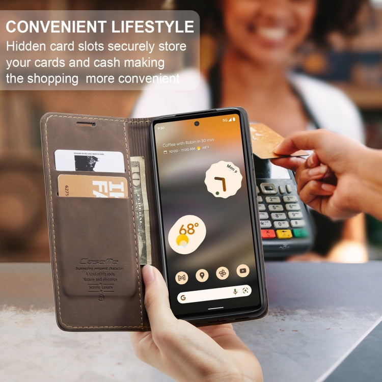 For Google Pixel 6A CaseMe 013 Multifunctional Horizontal Flip Leather Phone Case(Coffee) - Google Cases by CaseMe | Online Shopping UK | buy2fix