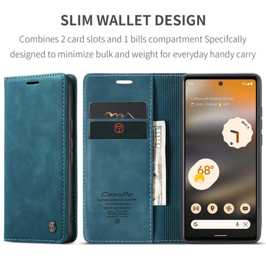 For Google Pixel 6A CaseMe 013 Multifunctional Horizontal Flip Leather Phone Case(Blue) - Google Cases by CaseMe | Online Shopping UK | buy2fix