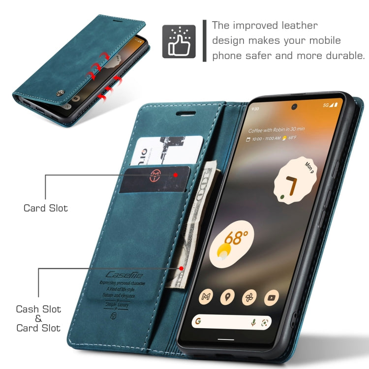 For Google Pixel 6A CaseMe 013 Multifunctional Horizontal Flip Leather Phone Case(Blue) - Google Cases by CaseMe | Online Shopping UK | buy2fix