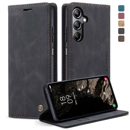 For Samsung Galaxy A05s CaseMe 013 Multifunctional Horizontal Flip Leather Phone Case(Black) by CaseMe
