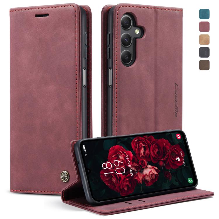 For Samsung Galaxy A25 5G CaseMe 013 Multifunctional Horizontal Flip Leather Phone Case(Wine Red) - Galaxy Phone Cases by CaseMe | Online Shopping UK | buy2fix