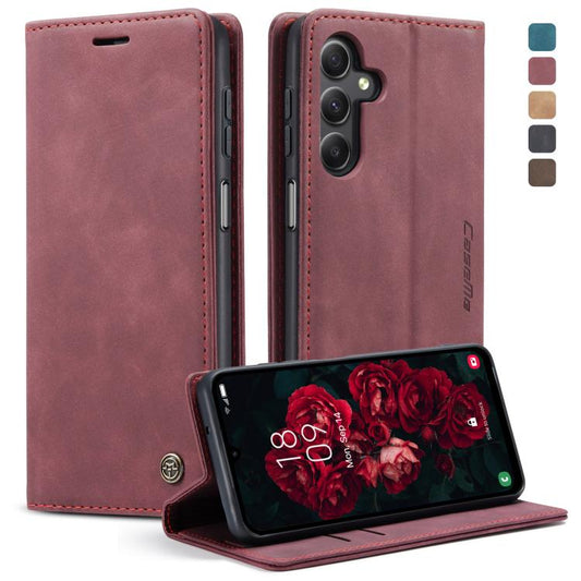 For Samsung Galaxy A25 5G CaseMe 013 Multifunctional Horizontal Flip Leather Phone Case(Wine Red) - Galaxy Phone Cases by CaseMe | Online Shopping UK | buy2fix