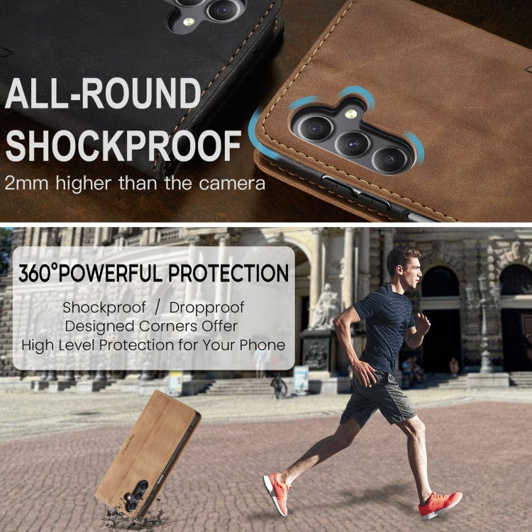 For Samsung Galaxy A25 5G CaseMe 013 Multifunctional Horizontal Flip Leather Phone Case(Brown) by CaseMe