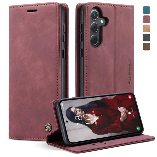For Samsung Galaxy A35 5G CaseMe 013 Multifunctional Horizontal Flip Leather Phone Case(Wine Red) - Galaxy Phone Cases by CaseMe | Online Shopping UK | buy2fix