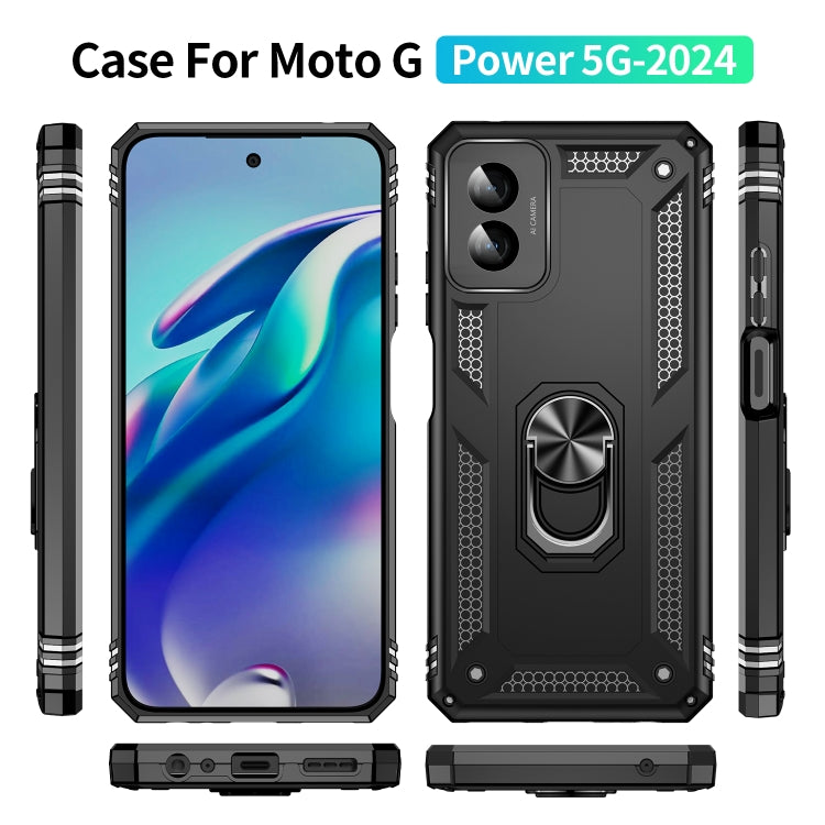 For Motorola Moto G Power 5G 2024 Shockproof TPU + PC Phone Case with Holder(Black) by buy2fix