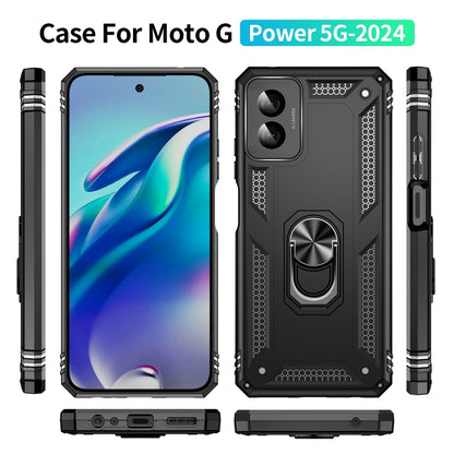 For Motorola Moto G Power 5G 2024 Shockproof TPU + PC Phone Case with Holder(Black) by buy2fix