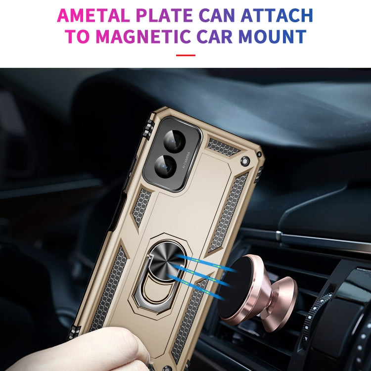 For Motorola Moto G Power 5G 2024 Shockproof TPU + PC Phone Case with Holder(Gold) by buy2fix