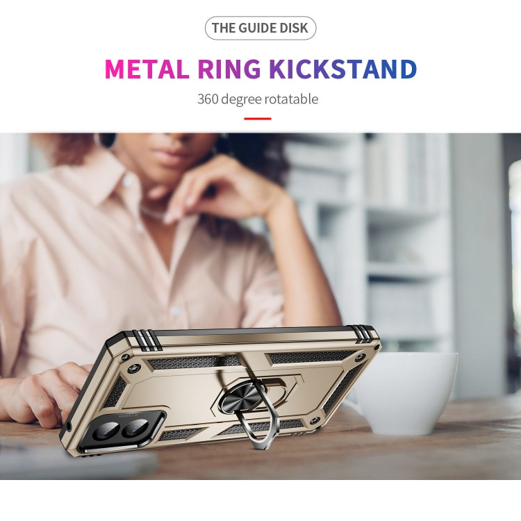 For Motorola Moto G Power 5G 2024 Shockproof TPU + PC Phone Case with Holder(Gold) by buy2fix