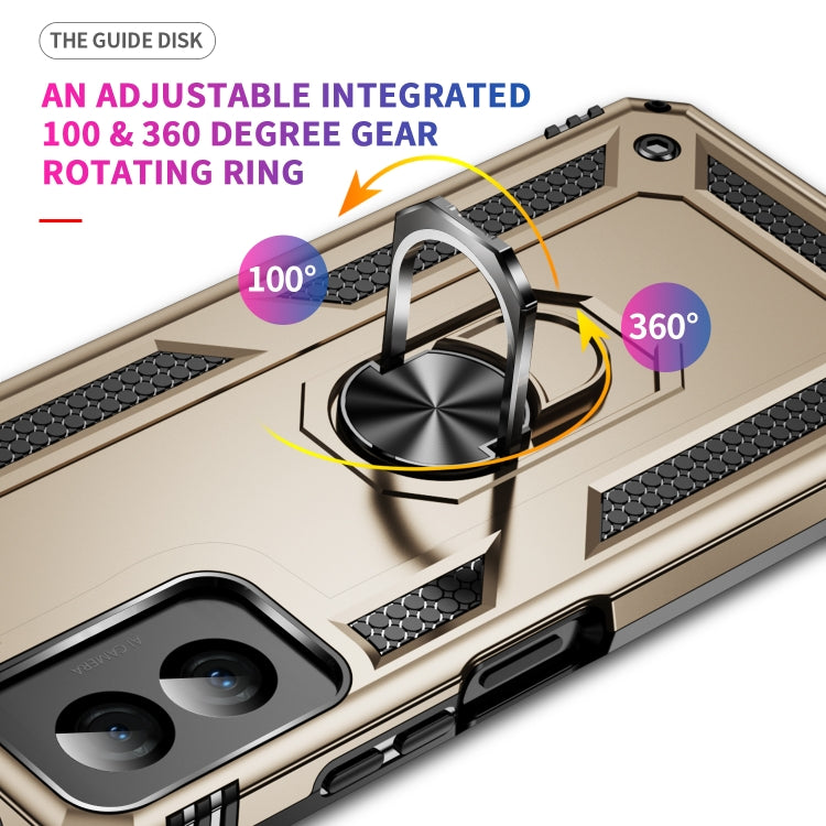 For Motorola Moto G Power 5G 2024 Shockproof TPU + PC Phone Case with Holder(Gold) by buy2fix