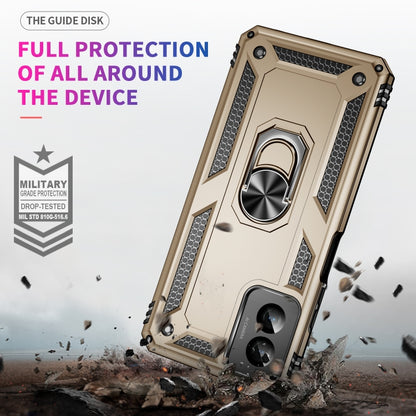 For Motorola Moto G Power 5G 2024 Shockproof TPU + PC Phone Case with Holder(Gold) by buy2fix