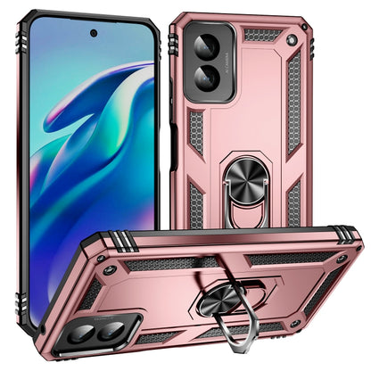 For Motorola Moto G Power 5G 2024 Shockproof TPU + PC Phone Case with Holder(Rose Gold) by buy2fix