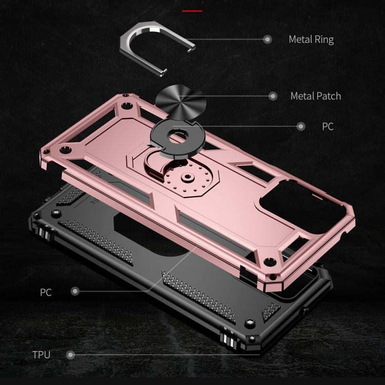 For Motorola Moto G Power 5G 2024 Shockproof TPU + PC Phone Case with Holder(Rose Gold) by buy2fix