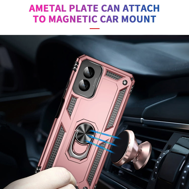 For Motorola Moto G Power 5G 2024 Shockproof TPU + PC Phone Case with Holder(Rose Gold) by buy2fix