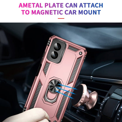 For Motorola Moto G Power 5G 2024 Shockproof TPU + PC Phone Case with Holder(Rose Gold) by buy2fix