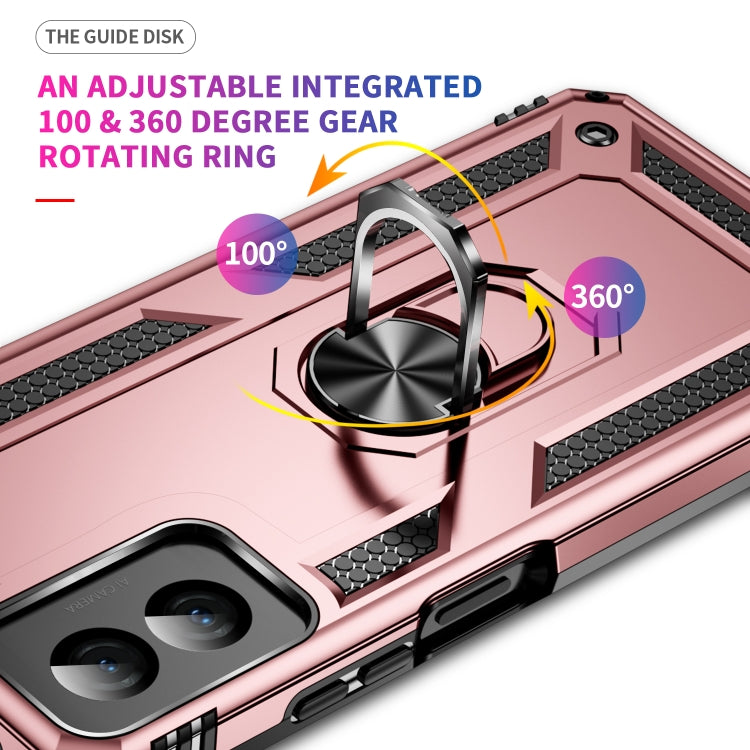 For Motorola Moto G Power 5G 2024 Shockproof TPU + PC Phone Case with Holder(Rose Gold) by buy2fix