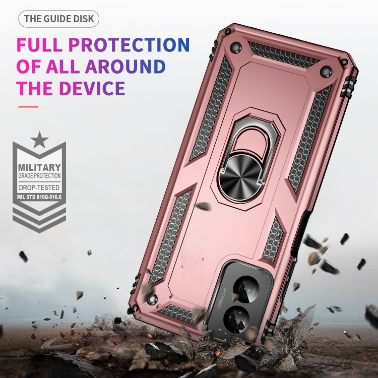 For Motorola Moto G Power 5G 2024 Shockproof TPU + PC Phone Case with Holder(Rose Gold) by buy2fix