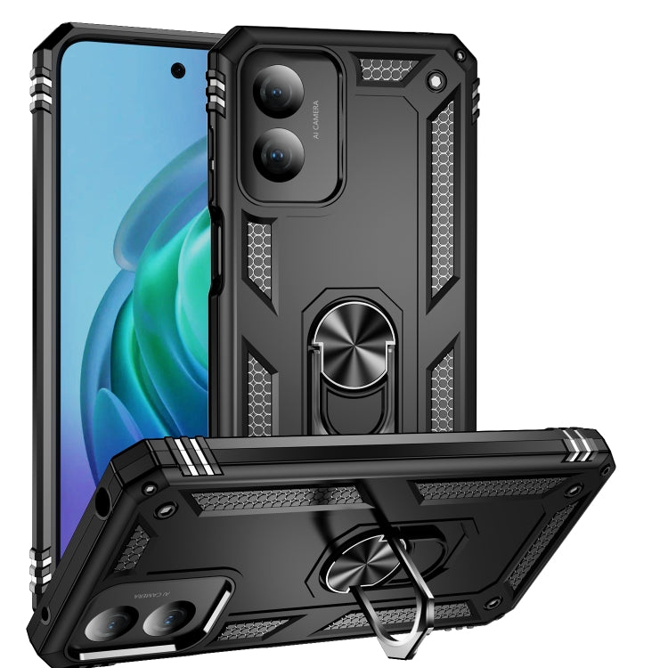 For Motorola Moto G Play 4G 2024 Shockproof TPU + PC Phone Case with Holder(Black) by buy2fix