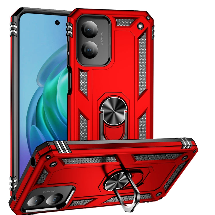 For Motorola Moto G Play 4G 2024 Shockproof TPU + PC Phone Case with Holder(Red) by buy2fix