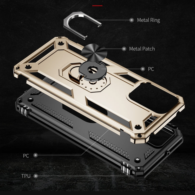 For Motorola Moto G Play 4G 2024 Shockproof TPU + PC Phone Case with Holder(Gold) by buy2fix