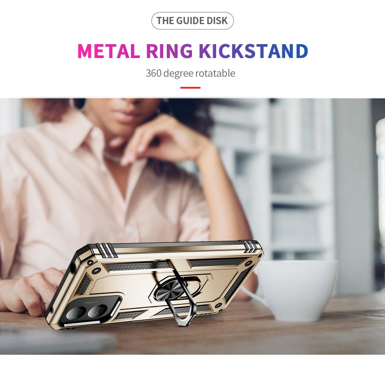 For Motorola Moto G Play 4G 2024 Shockproof TPU + PC Phone Case with Holder(Gold) by buy2fix