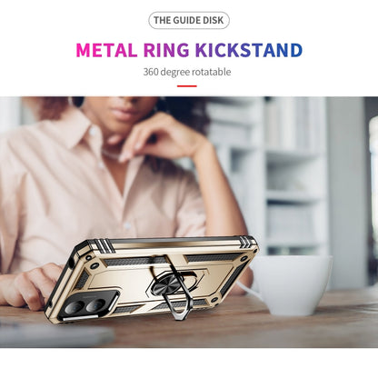 For Motorola Moto G Play 4G 2024 Shockproof TPU + PC Phone Case with Holder(Gold) by buy2fix