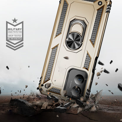 For Motorola Moto G Play 4G 2024 Shockproof TPU + PC Phone Case with Holder(Gold) by buy2fix