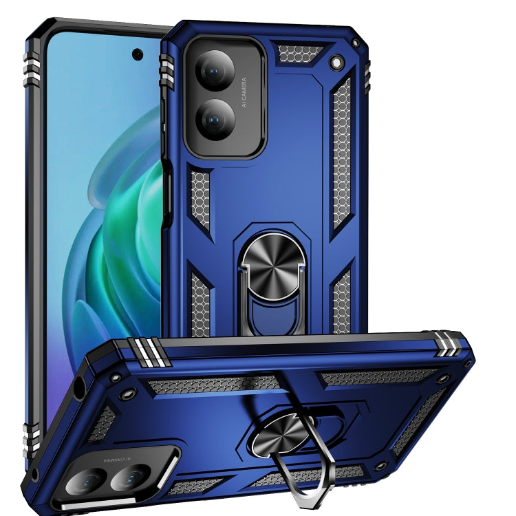 For Motorola Moto G Play 4G 2024 Shockproof TPU + PC Phone Case with Holder(Blue) by buy2fix