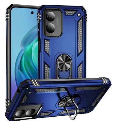 For Motorola Moto G Play 4G 2024 Shockproof TPU + PC Phone Case with Holder(Blue) by buy2fix