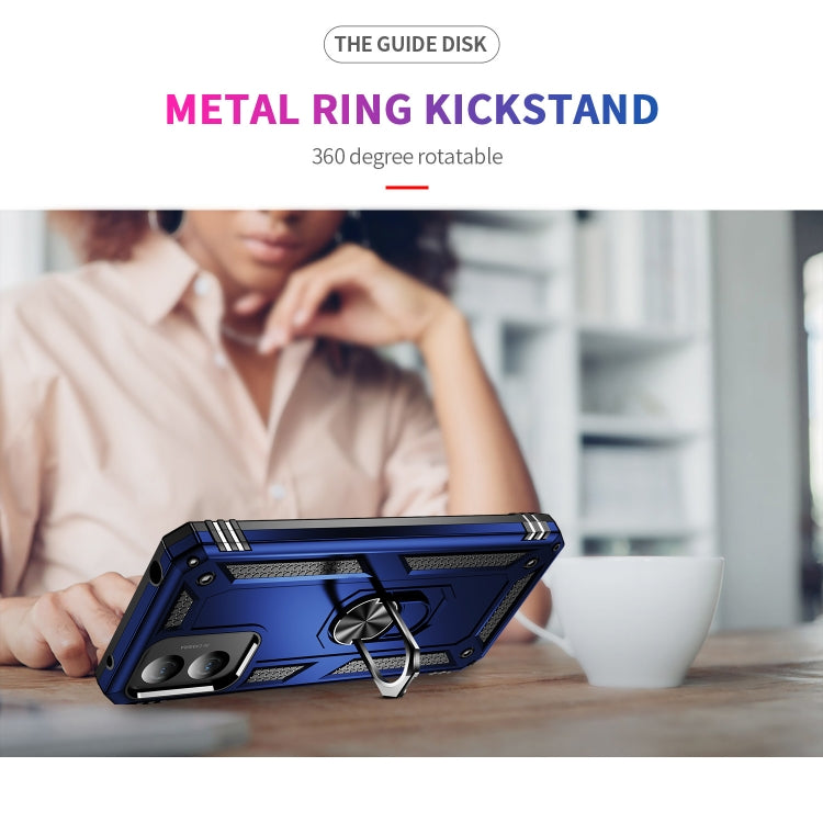 For Motorola Moto G Play 4G 2024 Shockproof TPU + PC Phone Case with Holder(Blue) by buy2fix