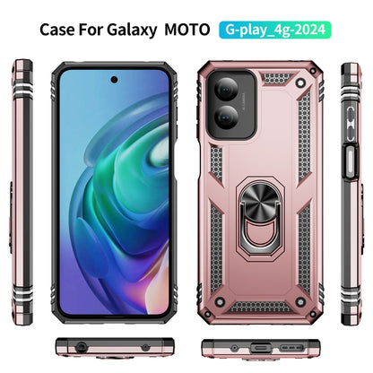 For Motorola Moto G Play 4G 2024 Shockproof TPU + PC Phone Case with Holder(Rose Gold) by buy2fix