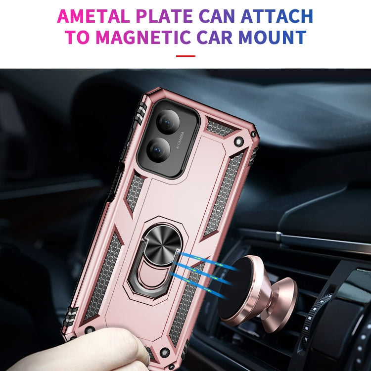 For Motorola Moto G Play 4G 2024 Shockproof TPU + PC Phone Case with Holder(Rose Gold) by buy2fix