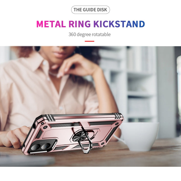 For Motorola Moto G Play 4G 2024 Shockproof TPU + PC Phone Case with Holder(Rose Gold) by buy2fix