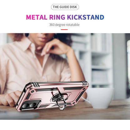 For Motorola Moto G Play 4G 2024 Shockproof TPU + PC Phone Case with Holder(Rose Gold) by buy2fix