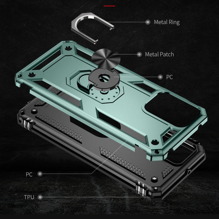 For Motorola Moto G Play 4G 2024 Shockproof TPU + PC Phone Case with Holder(Dark Green) by buy2fix